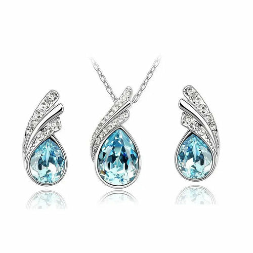 Conjunto de collar de cristal azul marino