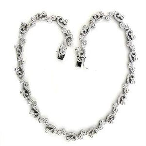 Rhodium 925 Sterling Silver Necklace with AAA Grade CZ - LOA558